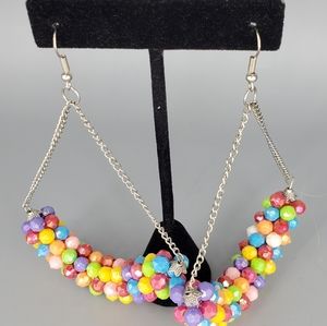 Rainbow Beaded Dangle Earrings